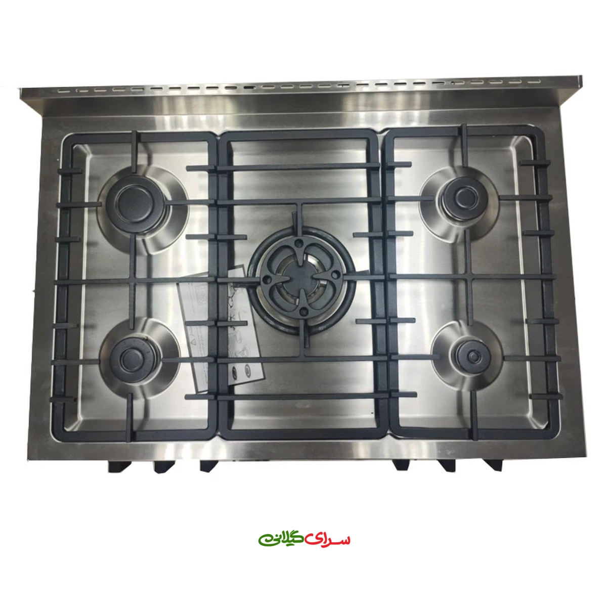 اجاق گاز 5 شعله فر دار سفید صفحه استیل اسنوا مدل SGC5-6212