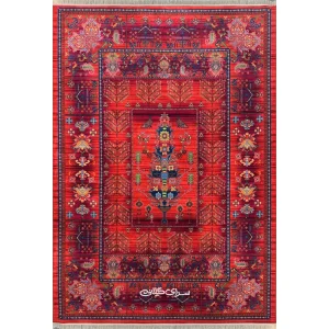 فرش ماشینی قرمز لاکی ابریشم بوم 1200 شانه تراکم 3600 کد 100100