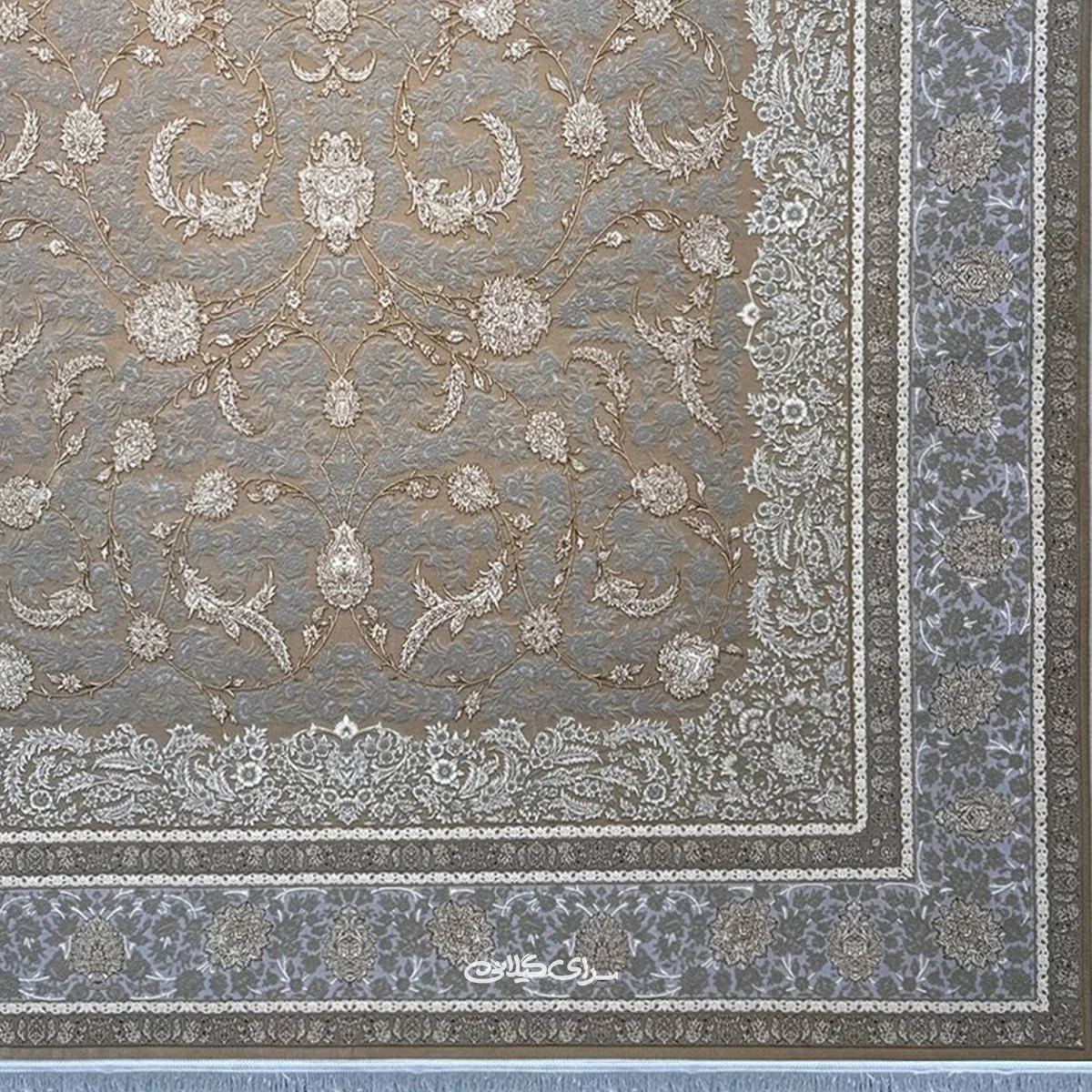 فرش ماشینی پریناز نسکافه ای اندیشه 1200 شانه تراکم 3600 کد 100103