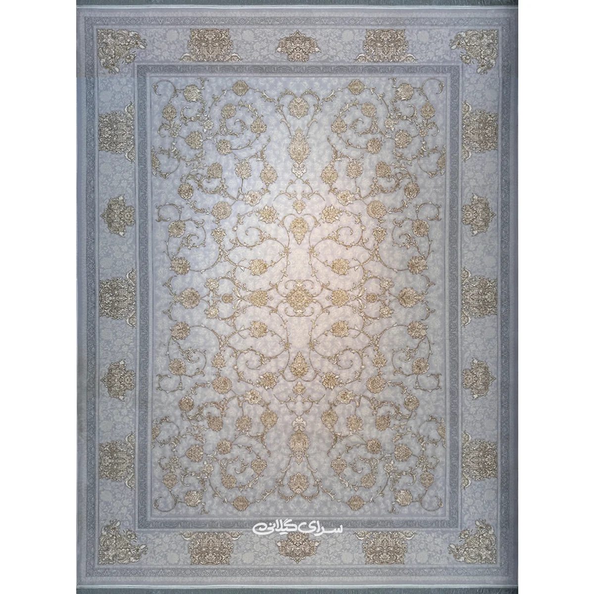 فرش اندیشه سیلور طلاکوب طرح نگین 1200 شانه تراکم 3600 کد 100120