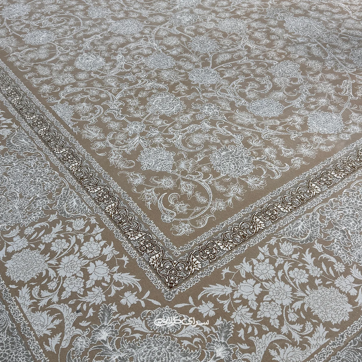 فرش ماشینی نگار نسکافه ای اندیشه 1200 شانه تراکم 3600 کد 100126