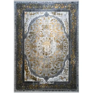 فرش ماشینی کلکسیون آمازون بزرگمهر نقره ای 1500 شانه تراکم 4500 کد 100130