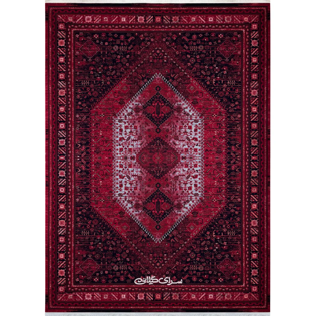 فرش ماشینی فرح قرمز لاکی ارمانی 1200 شانه تراکم 3600 کد 100136