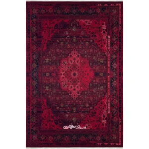 فرش ماشینی فرح قرمز لاکی ارمانی 1200 شانه تراکم 3600 کد 100138