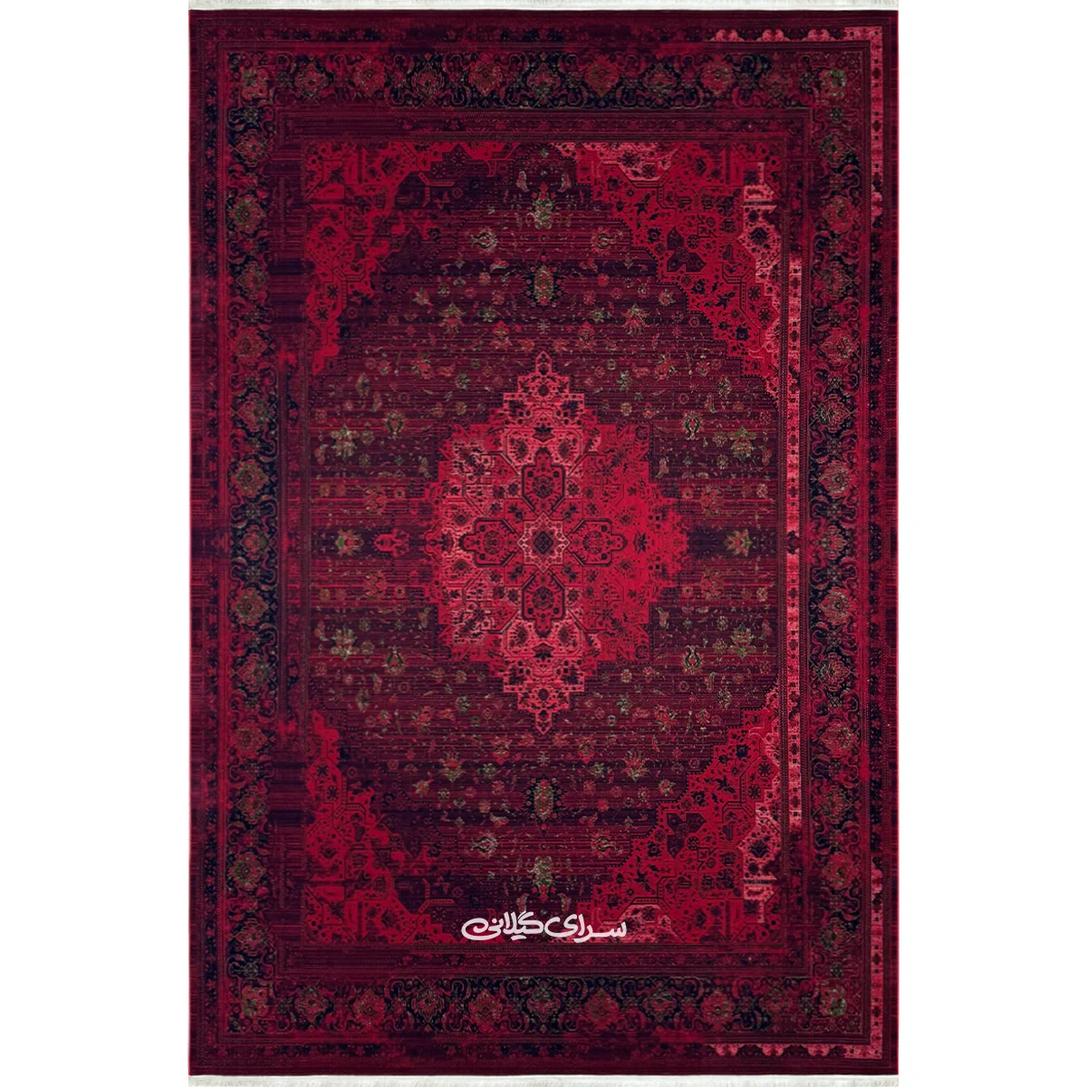 فرش ماشینی فرح قرمز لاکی ارمانی 1200 شانه تراکم 3600 کد 100138