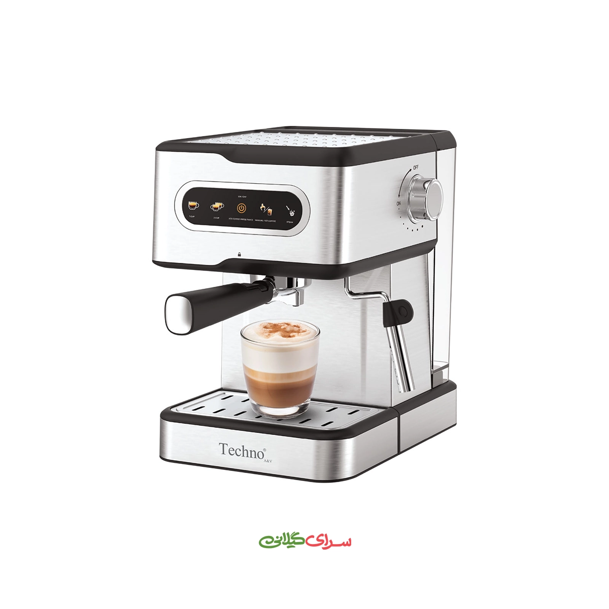 اسپرسو ساز 1.5 لیتری 20 بار استیل تکنو مدل Te‑830
