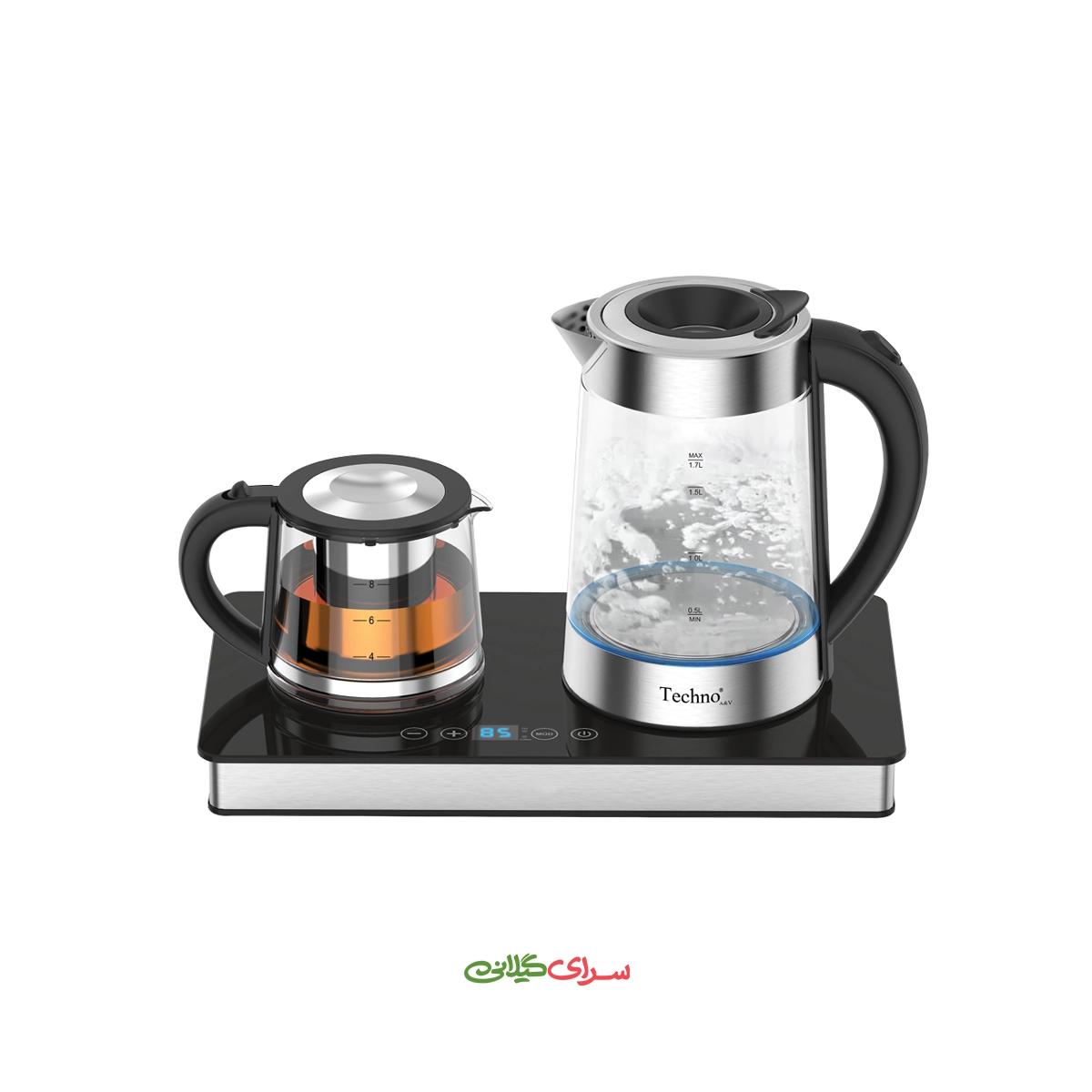چای ساز کنار همی 1.7 لیتری پیرکس مشکی تکنو مدل TE-935