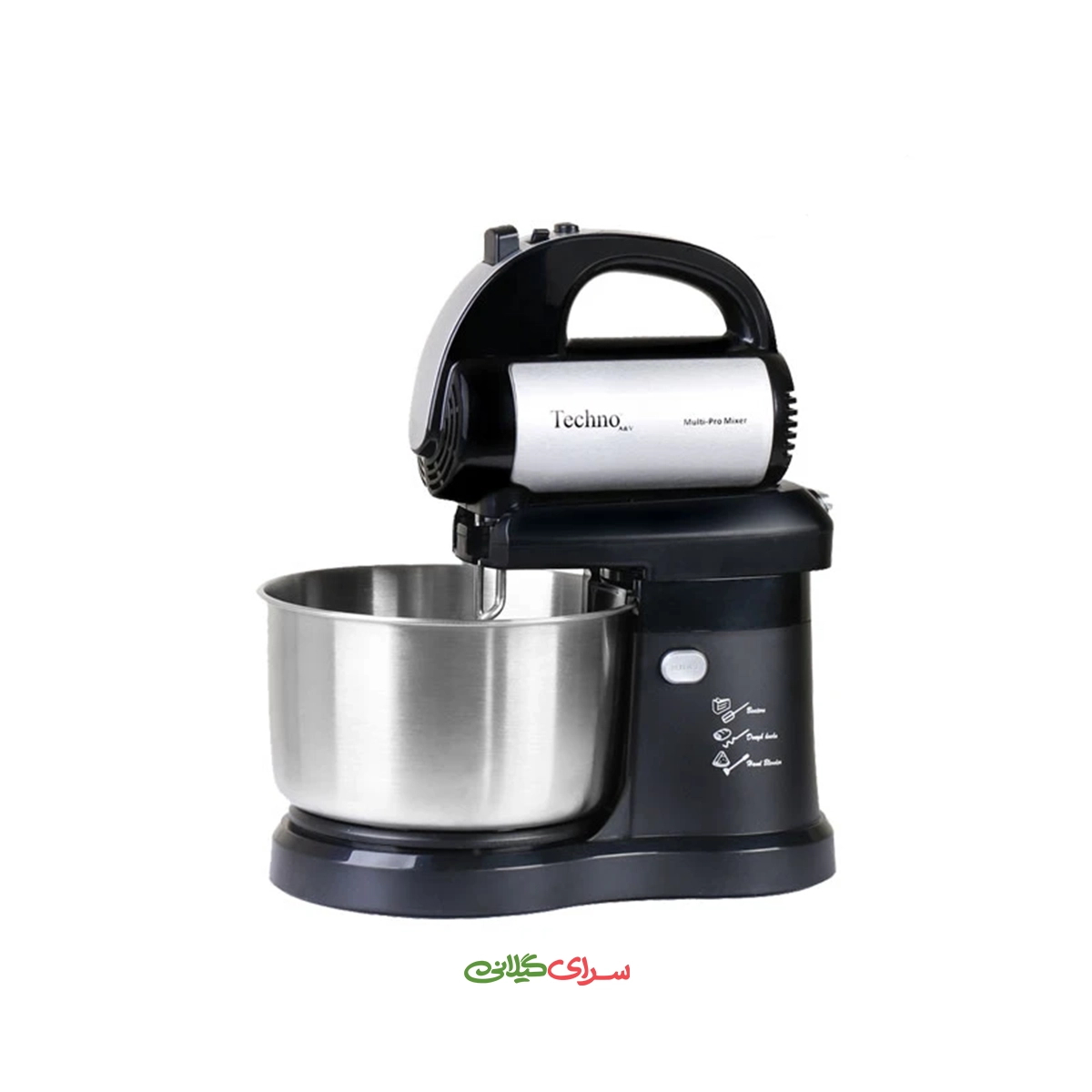 همزن برقی کاسه‌ دار 3.5 لیتری 3 سرعته مشکی استیل تکنو مدل Te‑706