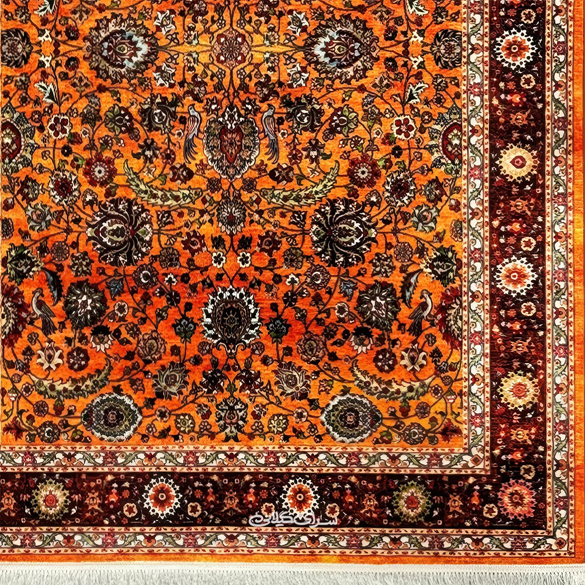 فرش ماشینی ونتیج ابریشم بوم 1200 شانه تراکم 3600 کد 100180