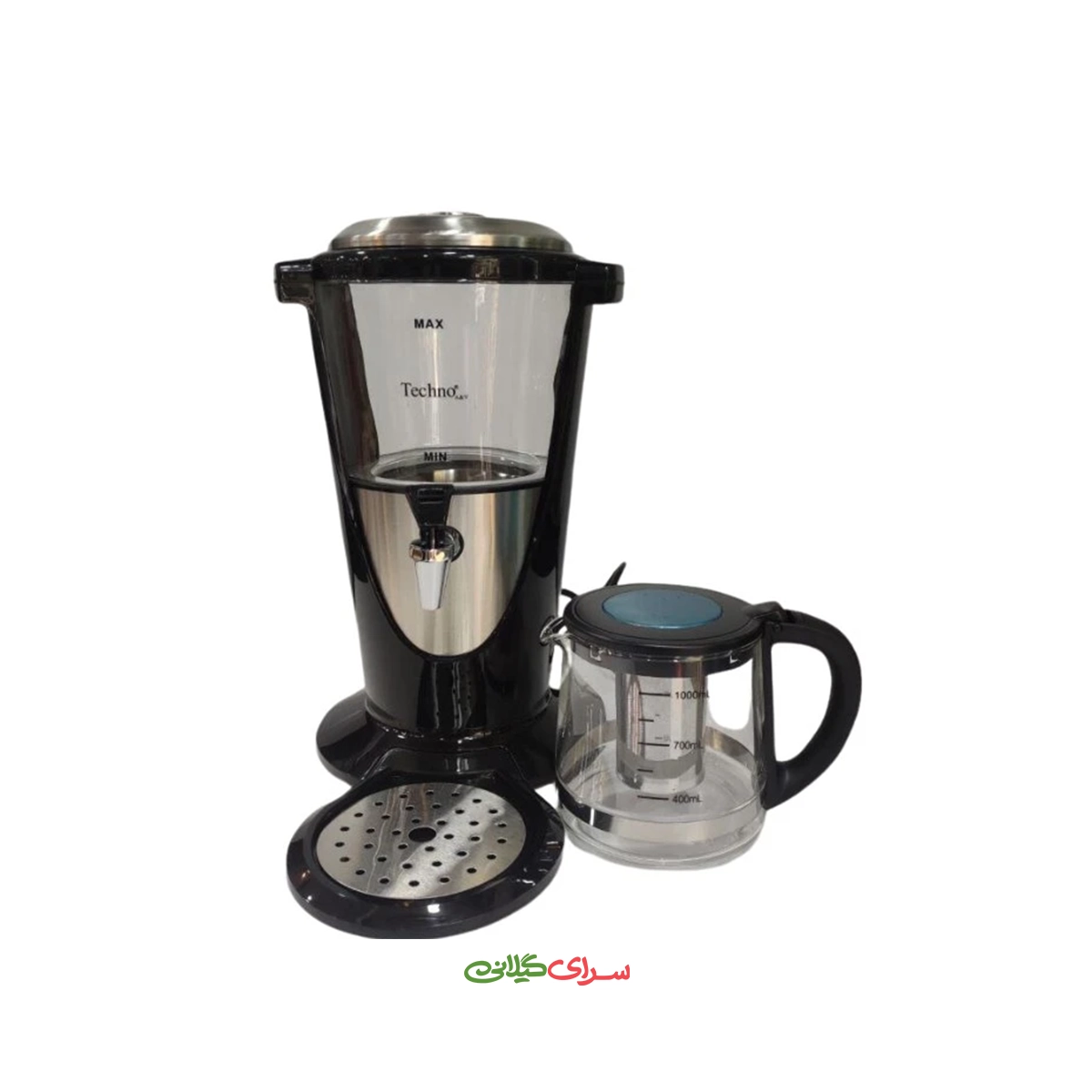 چای ساز رو همی 3 لیتری سماوری پیرکس مشکی تکنو مدل Te‑918