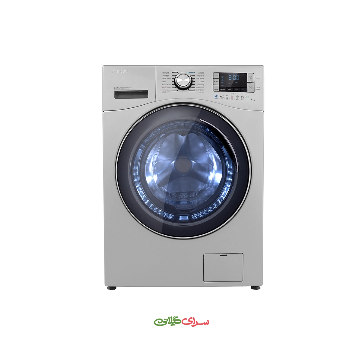 ماشین لباسشویی 8 کیلو گرمی آوین Q_BLDC سیلور اسنوا مدل SWM-D80S