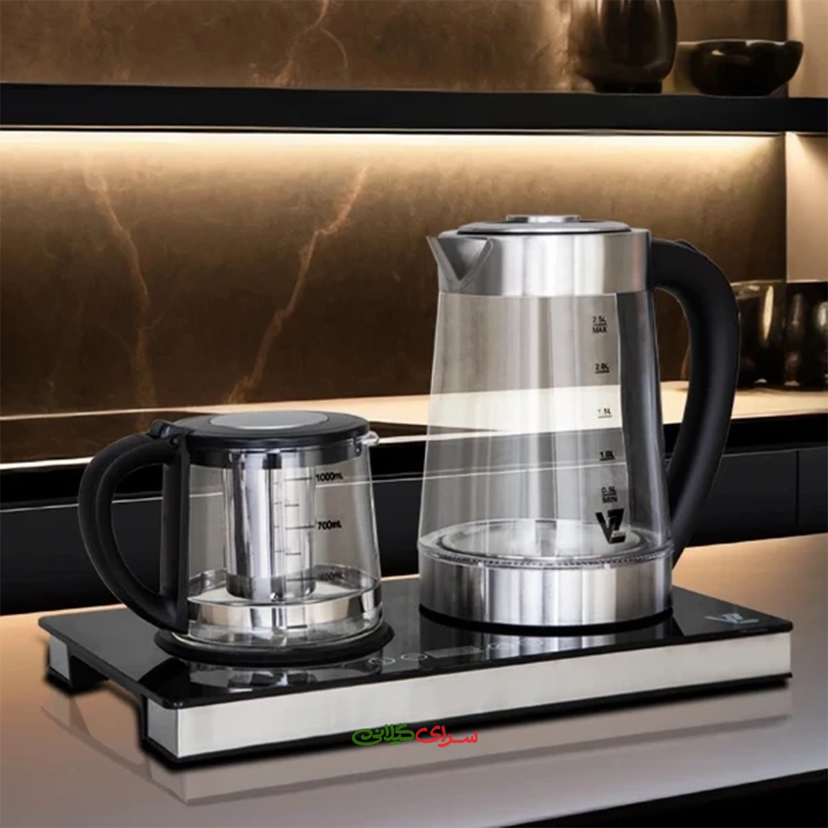 چای‌ ساز کنار همی 2.5 لیتری شیشه ای ویلز مدل VL 6035