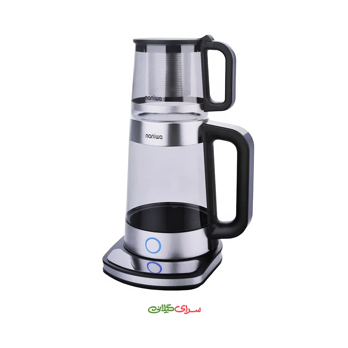 چای‌ ساز رو همی 1.7 لیتری پیرکس استیل مشکی نانیوا مدل TMN-4110