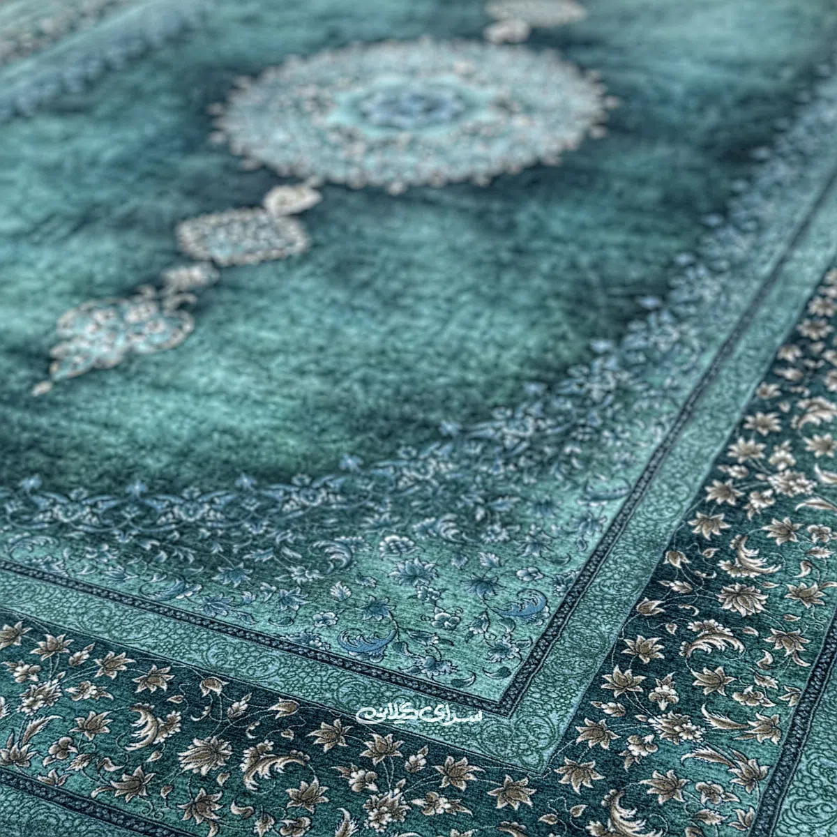 فرش ماشینی محتشم آبی 1200 شانه تراکم 3600 کد 100194
