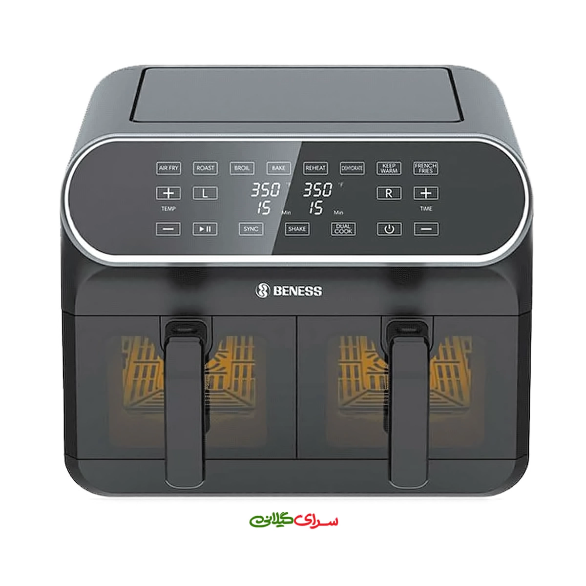 سرخ کن 8 لیتری بدون روغن دوقلو چند کاره مشکی بنس مدل BA-D801T