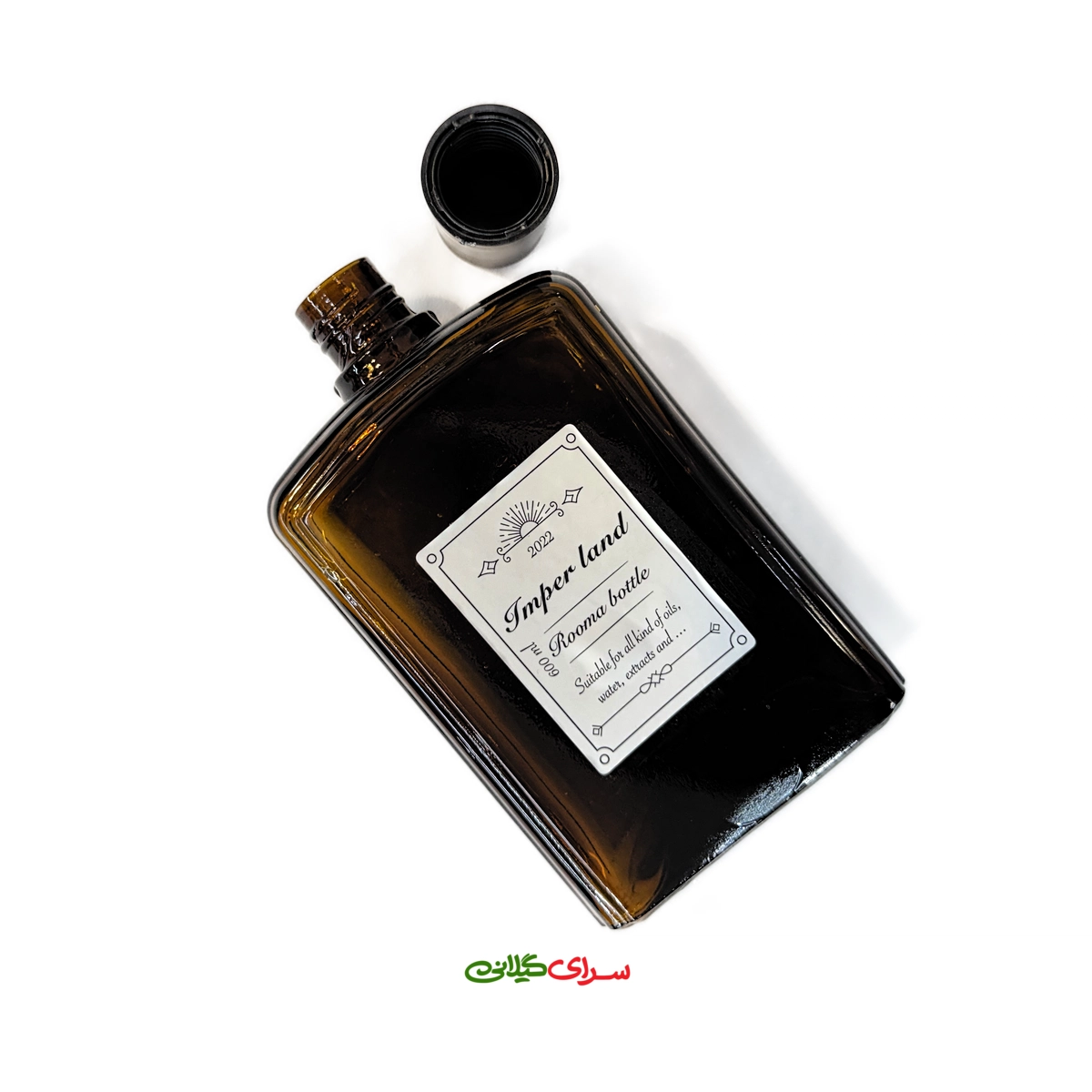بطری نوشیدنی شیشه ای 0.6 لیتری قهوه ای کتابی کد 206837