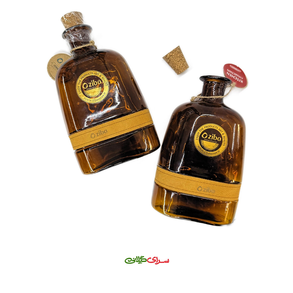 بطری شیشه ای قهوه ای درب چوب پنبه ای شمشک دارک کد 207884