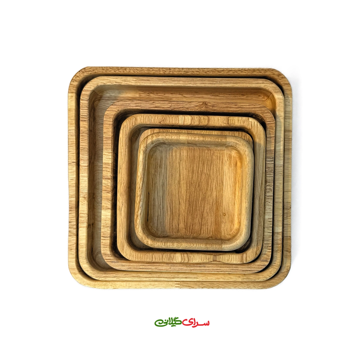 بشقاب چوبی میوه خوری لبه دار طرح مربع کد 305378