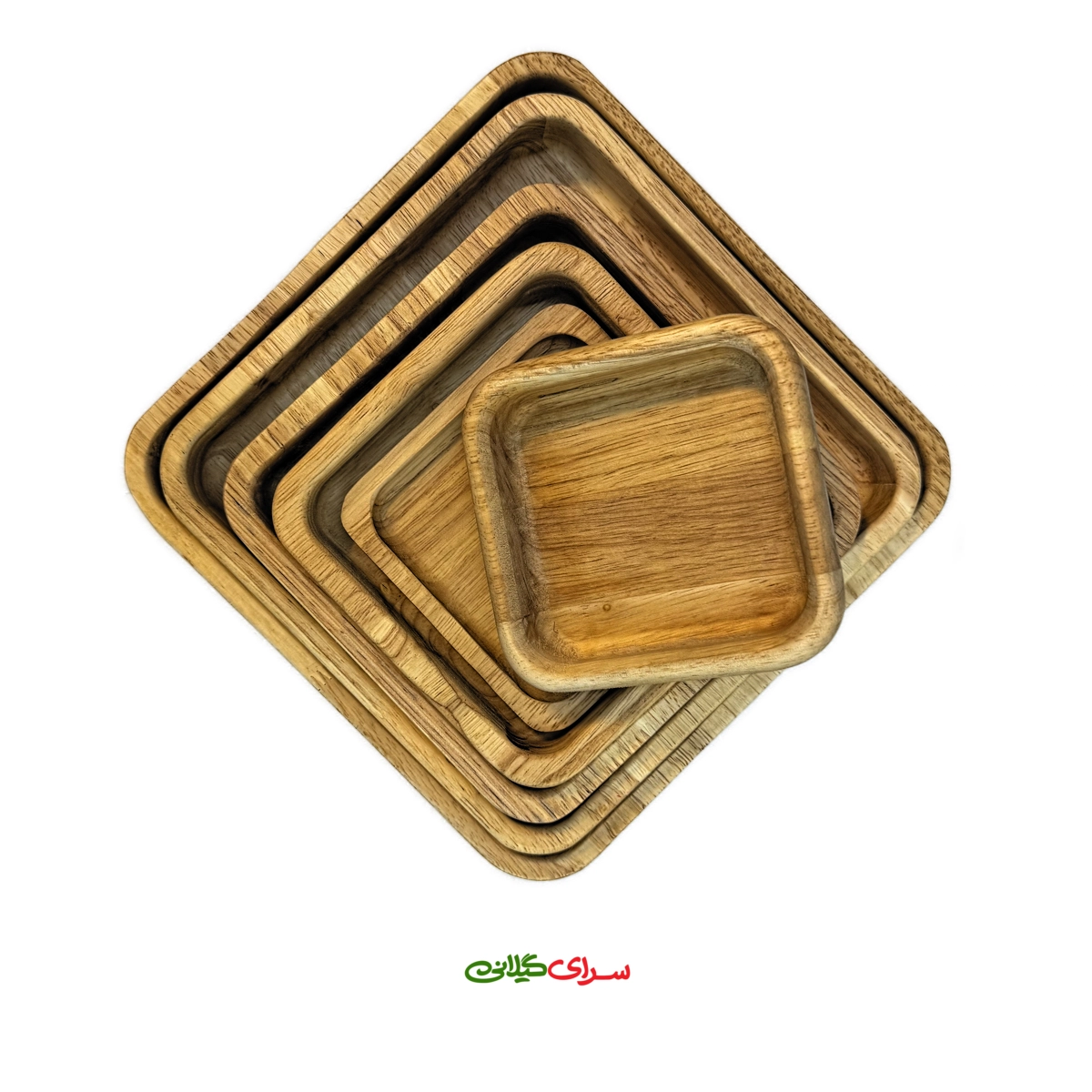بشقاب چوبی میوه خوری لبه دار طرح مربع کد 305378