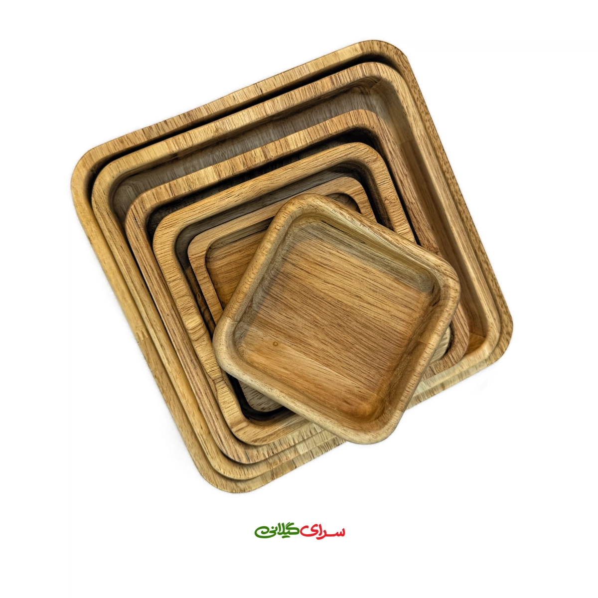 بشقاب چوبی میوه خوری لبه دار طرح مربع کد 305378