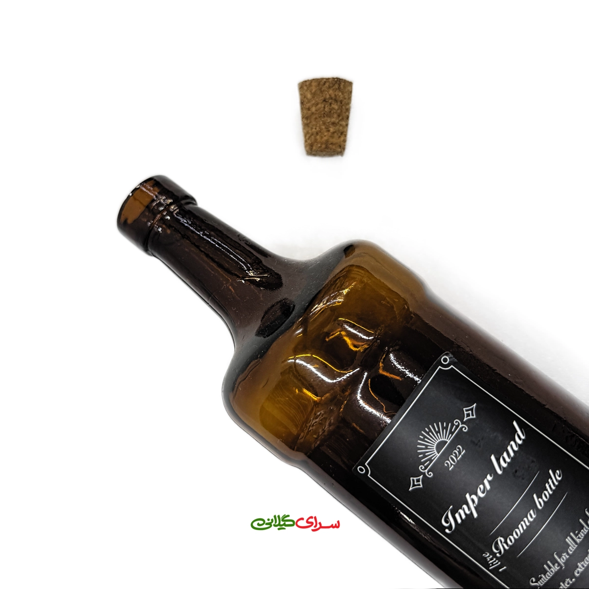 بطری شیشه ای 1 لیتری درب چوب پنبه قهوه ای روما کد 206366