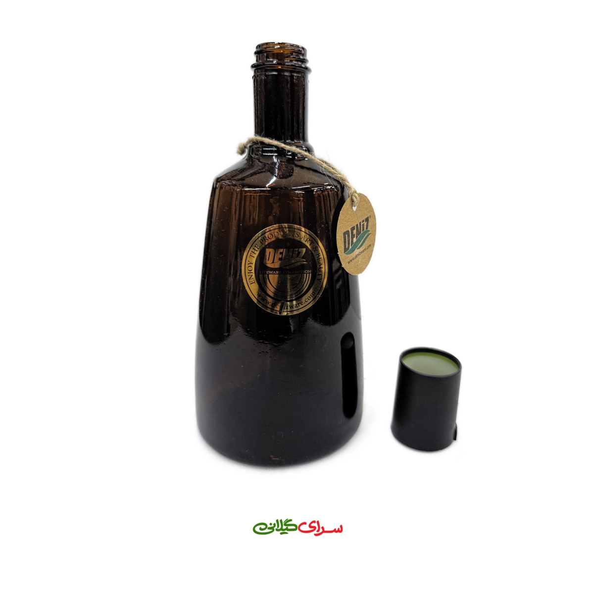 بطری شیشه ای نیلرام قهوه ای درب مشکی 1180 میل کد 305985