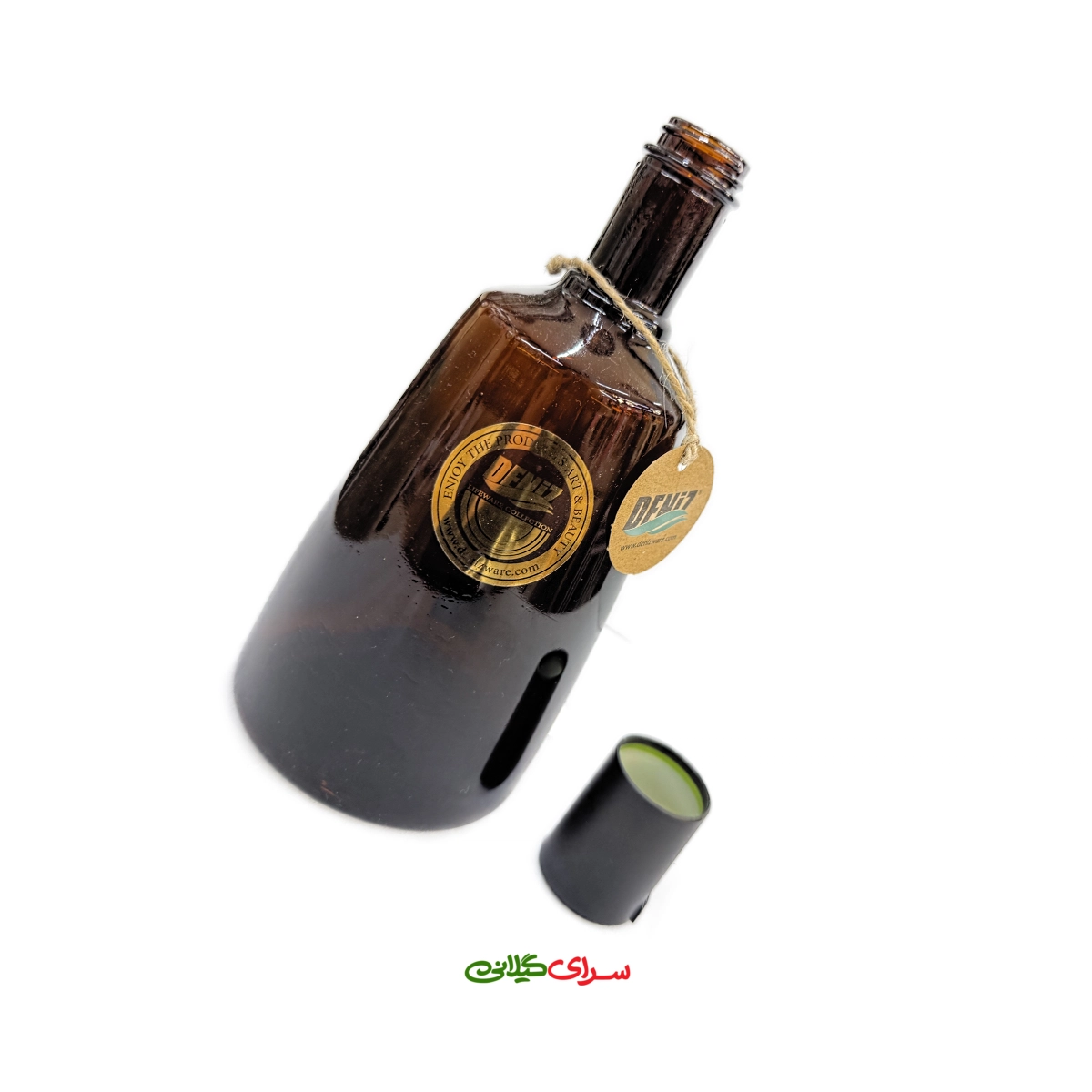 بطری شیشه ای نیلرام قهوه ای درب مشکی 1180 میل کد 305985