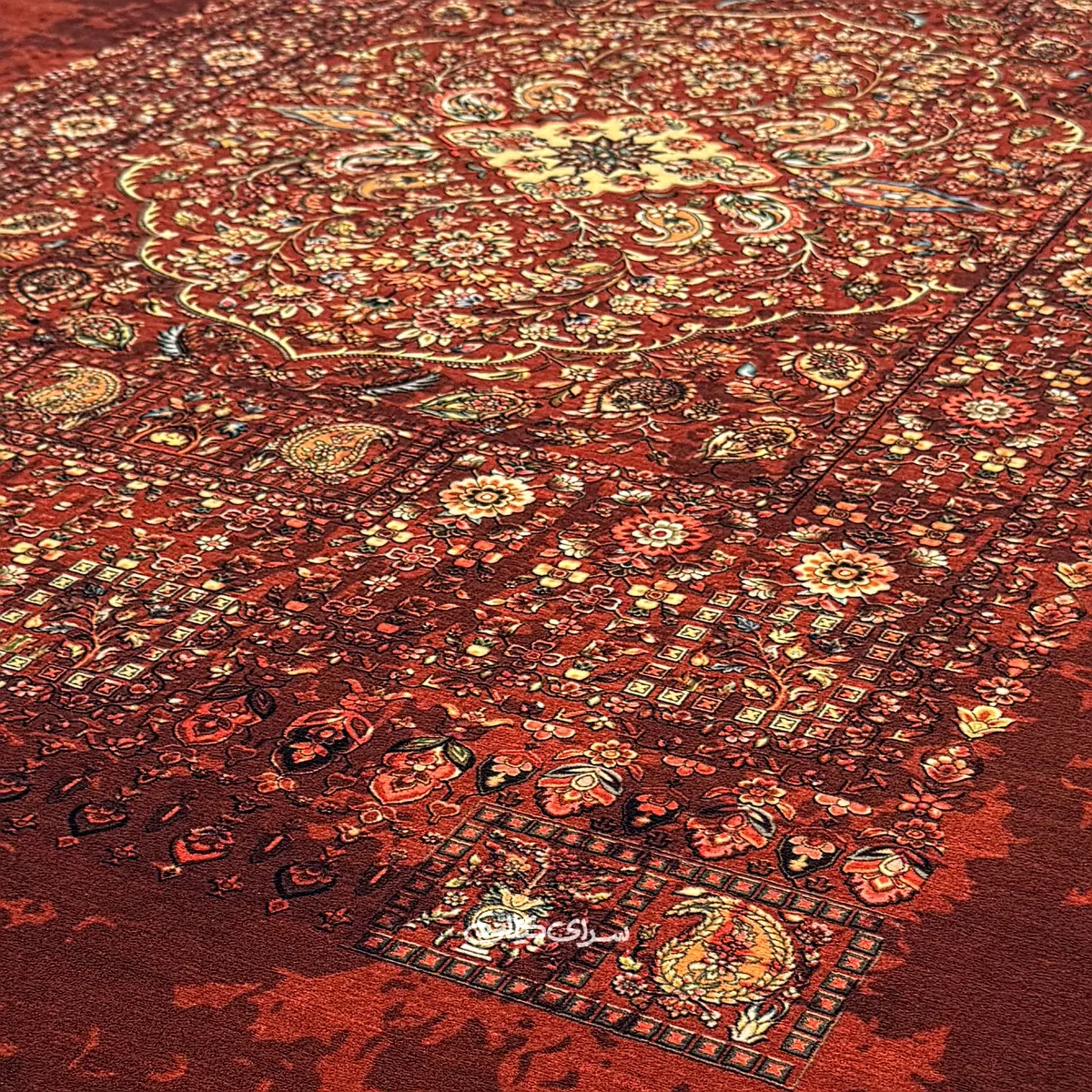 فرش ماشینی محتشم کلاریس قرمز 1000 شانه تراکم 3300 کد 100195