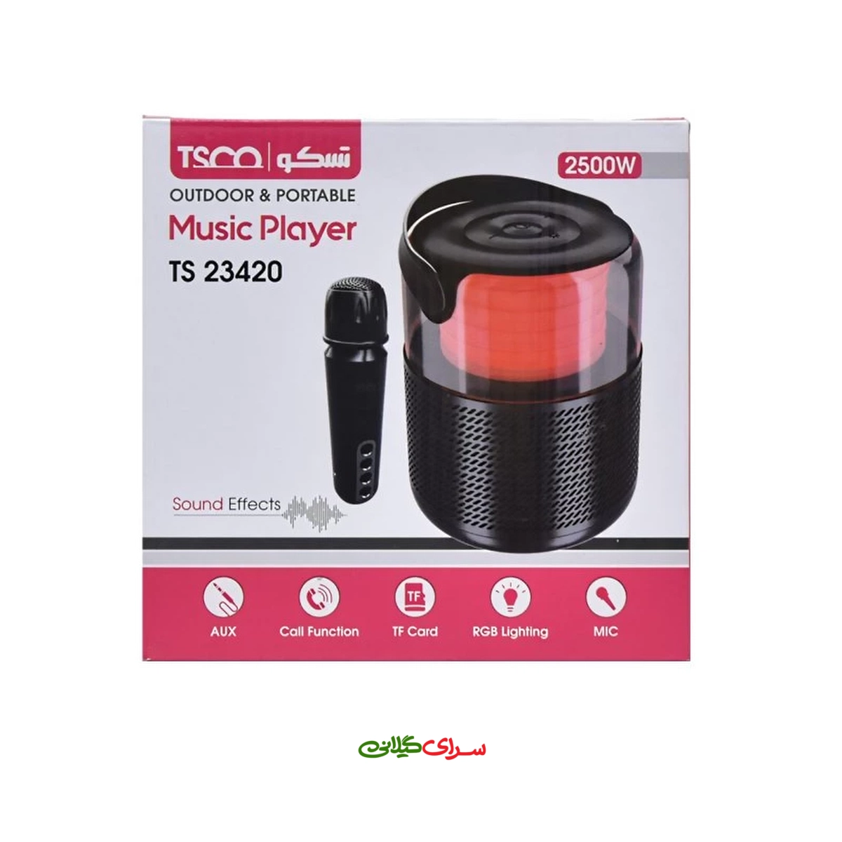 اسپیکر بلوتوثی قابل حمل میکروفون دار مشکی تسکو مدل TS23420