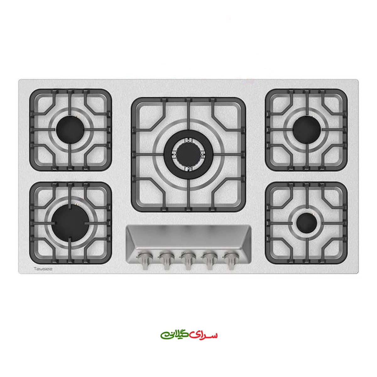 اجاق گاز 5 شعله صفحه ای استیل ولوم دار تایسز مدل TBS5-1806