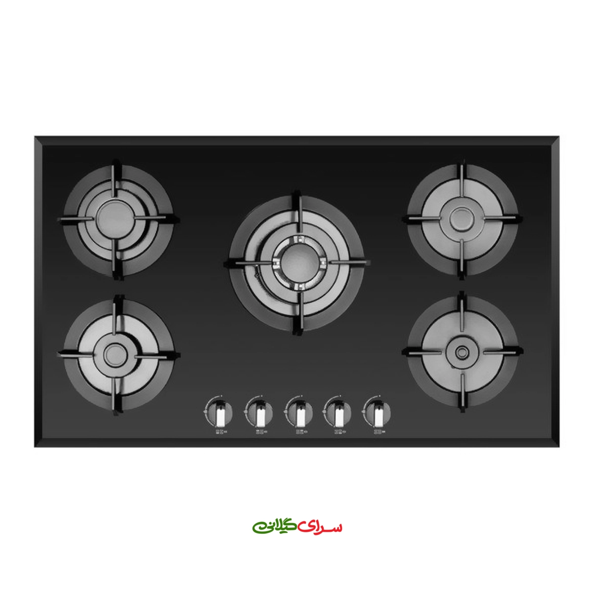 اجاق گاز 5 شعله صفحه ای شیشه ای مشکی ولوم دار تاکنوگلد مدل G113