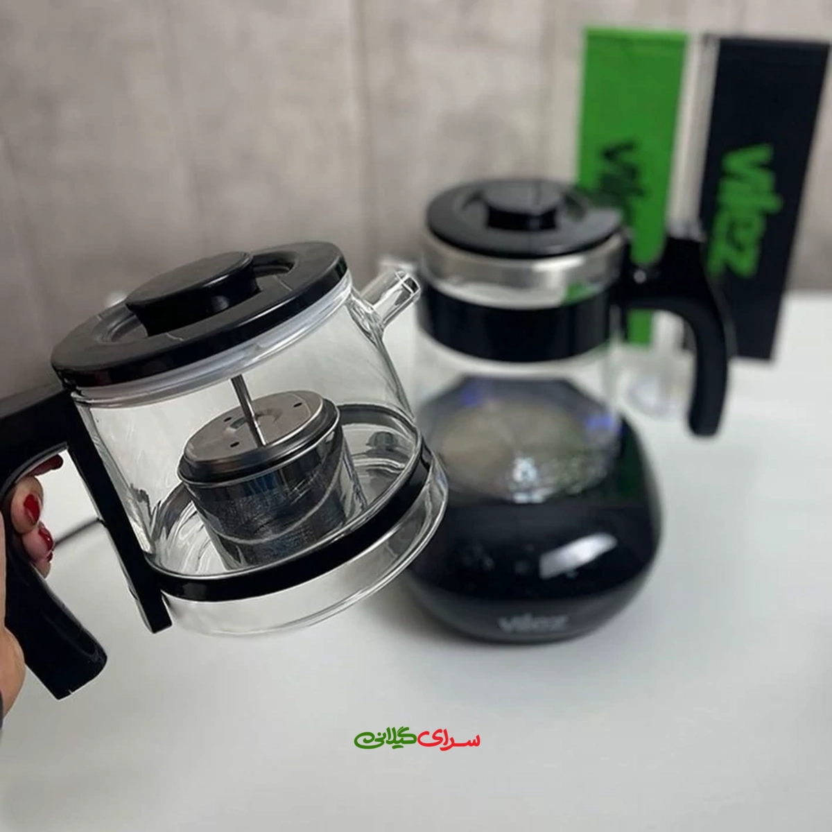 چای ساز رو همی 1.7 لیتری پیرکس مشکی ویلز مدل VL2020