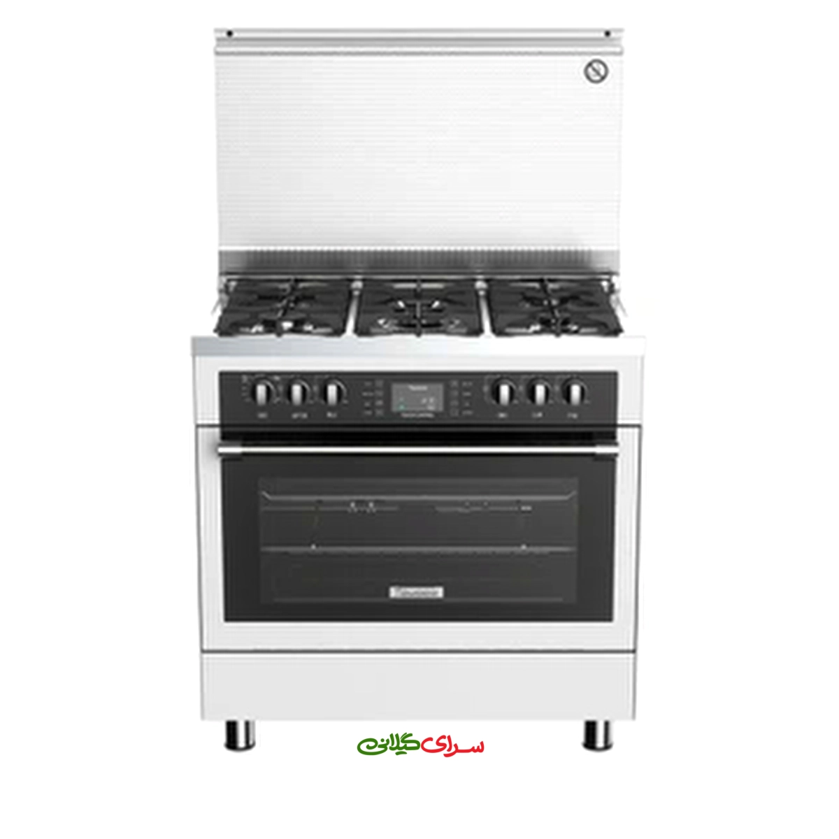 اجاق گاز 5 شعله فردار سفید صفحه استیل تایسز مدل TGC5-512