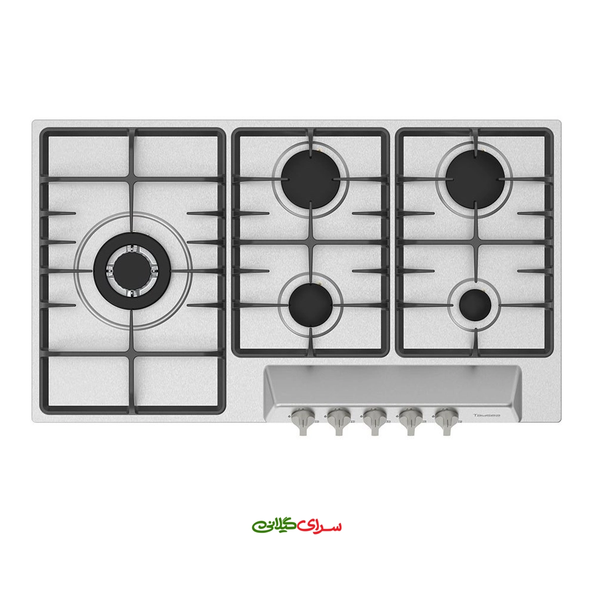 اجاق گاز 5 شعله صفحه ای استیل ولوم دار تایسز مدل TBG5-1811B