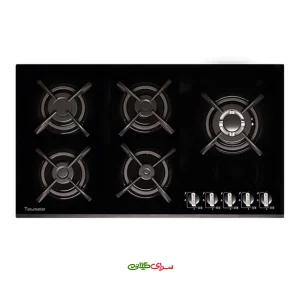 اجاق گاز 5 شعله صفحه ای شیشه ای مشکی تایسز مدل TBG5-1902