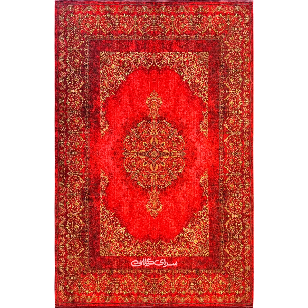 فرش ماشینی محتشم قرمز کلاریس ورساچه 1200 شانه تراکم 3600 کد 100236