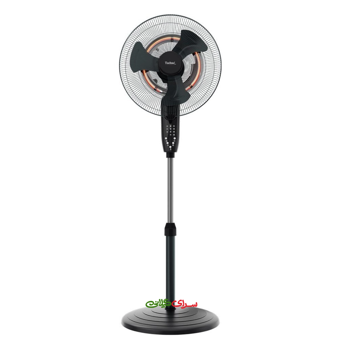 پنکه فن هیتر ایستاده کنترل دار مشکی تکنو مدل Te-9600