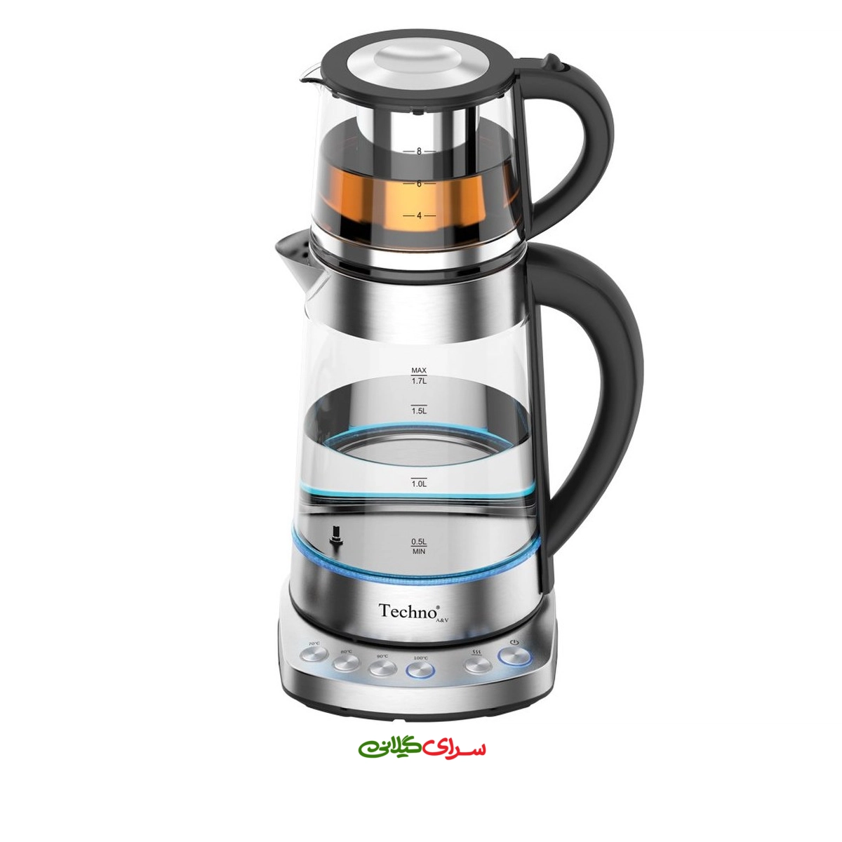چای ساز روهمی 1.7 لیتری پیرکس مشکی تکنو مدل TE 937
