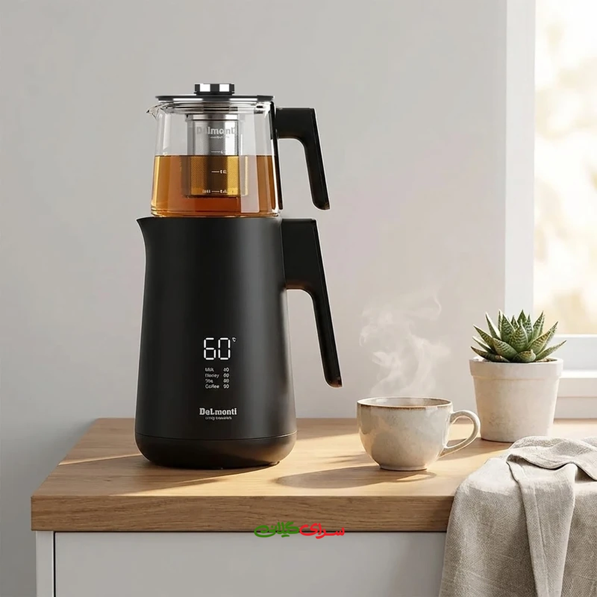 چای ساز روهمی 2 لیتری دیجیتال مشکی دلمونتی مدل DL410