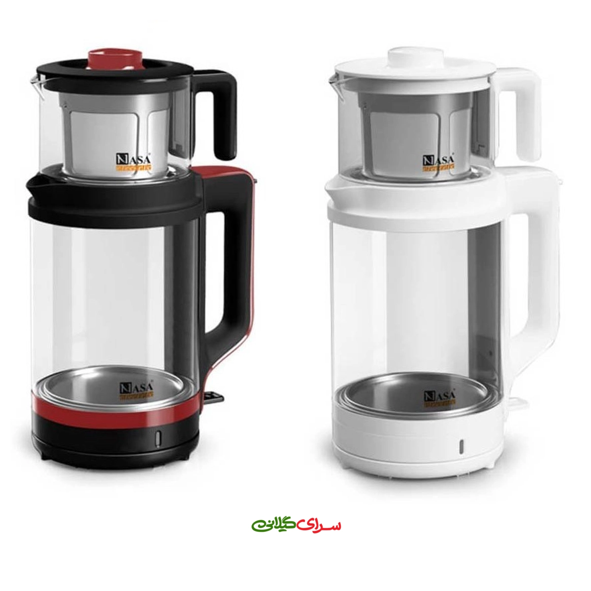 چای ساز رو همی 2.5 لیتری پیرکس قرمز مشکی ناسا مدل NS-523
