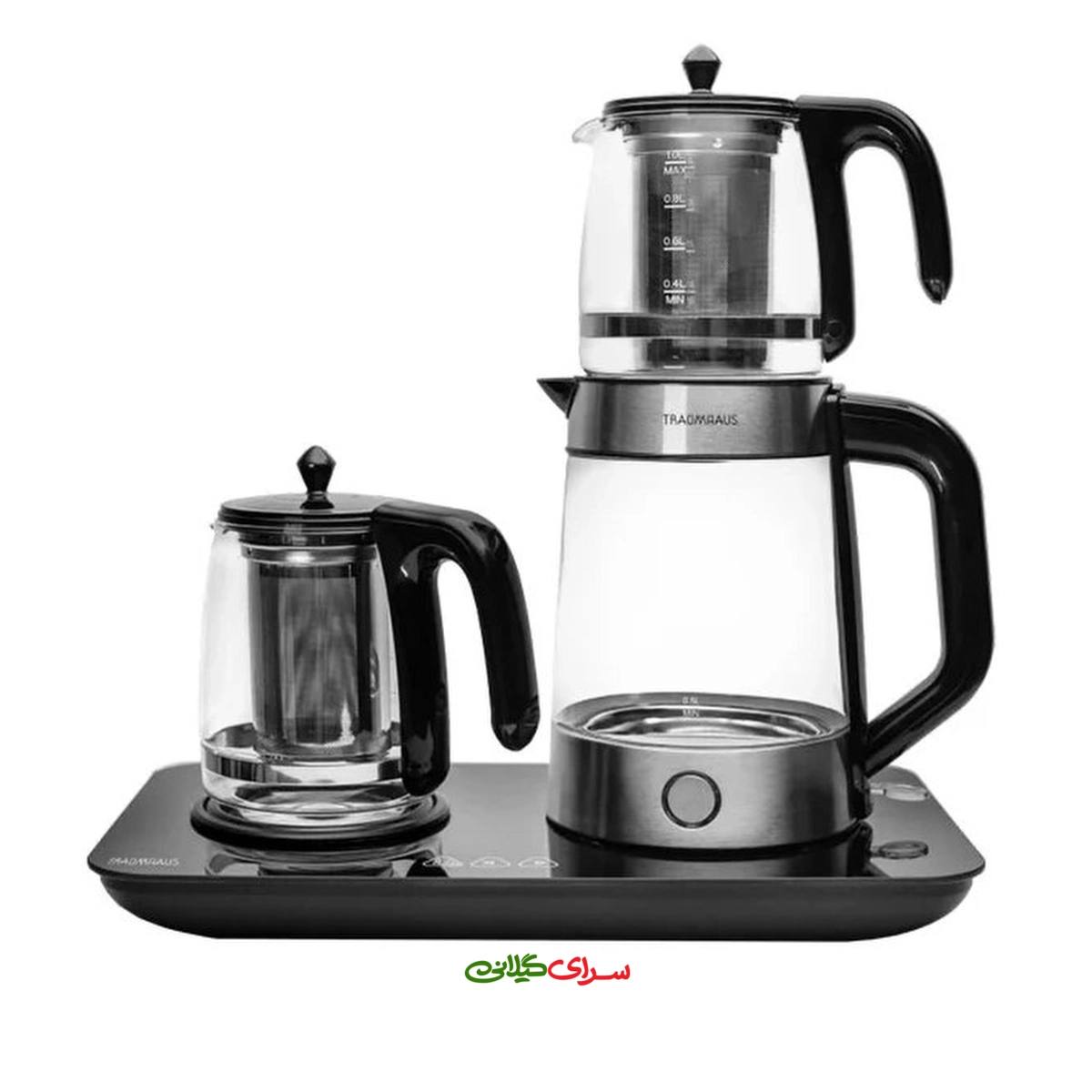 چای ساز رو همی 1.7 لیتری پیرکس مشکی ترام هاوس مدل TT-185