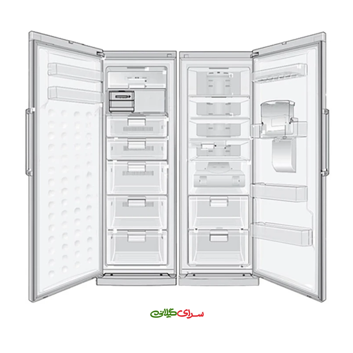 یخچال فریزر ساید بای ساید 40 فوت نو فراست سیلور سام مدل RR55-RZ55