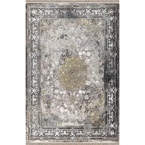 فرش ماشینی وینتیج طوسی ایده آل 1200 شانه تراکم 3600 کد 100271