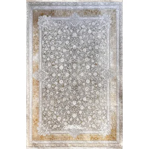 فرش ماشینی ماه نگار کلکسیون ساندرا زرین سیلک 1200 شانه تراکم 3600 کد 100281