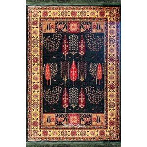 فرش ماشینی کلکسیون آریا سبز بزرگمهر 700 شانه تراکم 1800 کد 100354