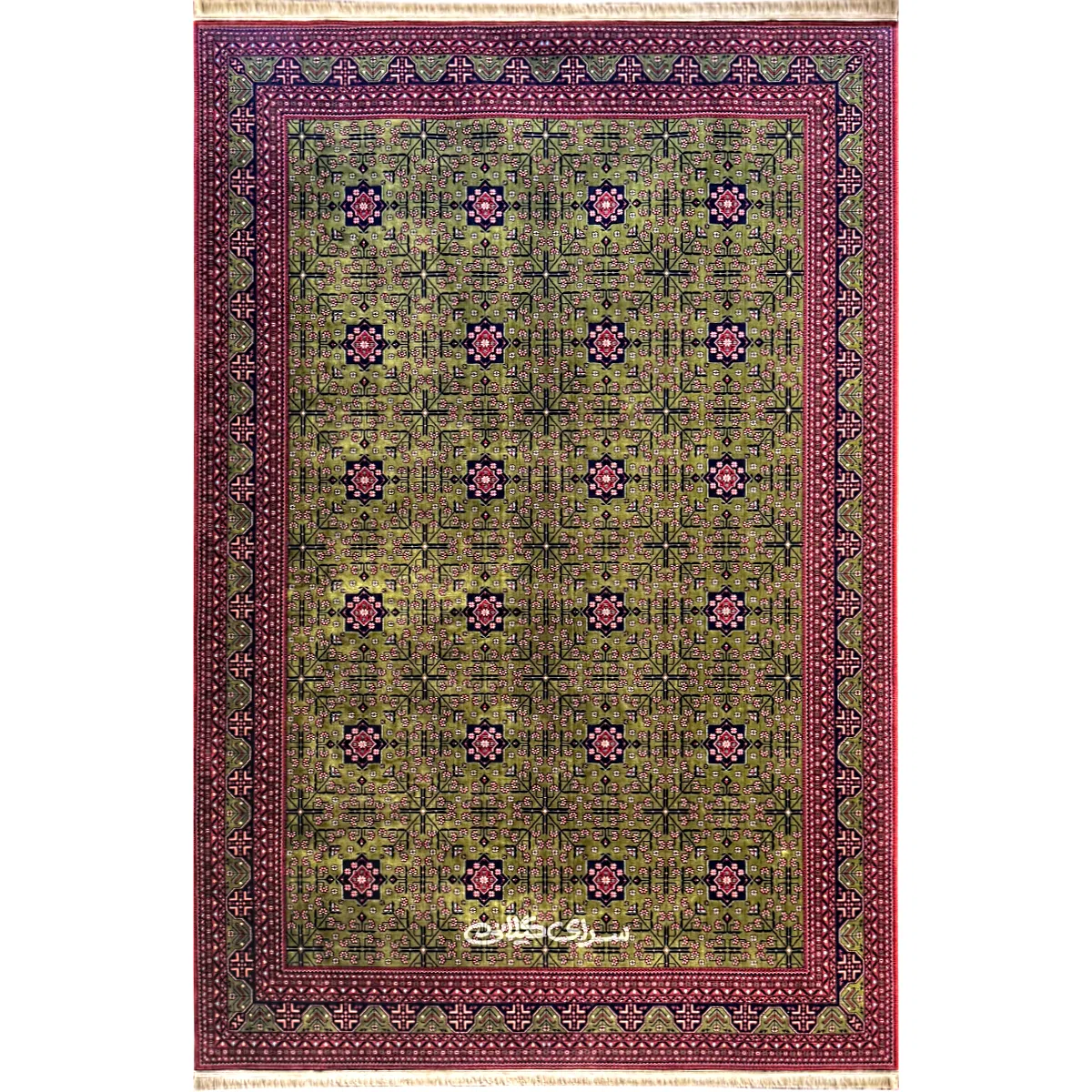 فرش ماشینی ارمانی سبز فرح 1200 شانه 3600 تراکم کد 100248