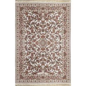 فرش ماشینی نگین ابریشم کویر افشان شاهکار 1200 شانه تراکم 3600 کد 100292