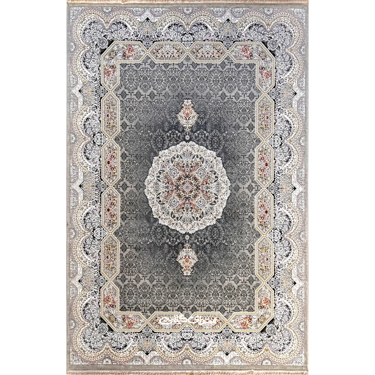 فرش ماشینی بزرگمهر کورش نقره ای 1200 شانه تراکم 3600 کد 100249