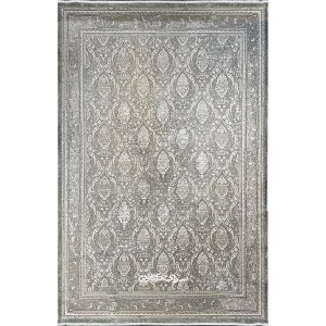 فرش ماشینی هرمیتیج طوسی نقره ای هورام 1200 شانه تراکم 3600 کد 100321