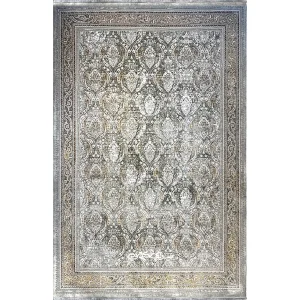 فرش ماشینی هرمیتیج کرم نقره ای هورام 1200 شانه تراکم 3600 کد 100345